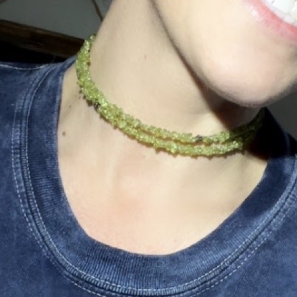 Vintage Peridot gemstones wrap style solid 925 sterling silver Choker Necklace - Picture 9 of 12